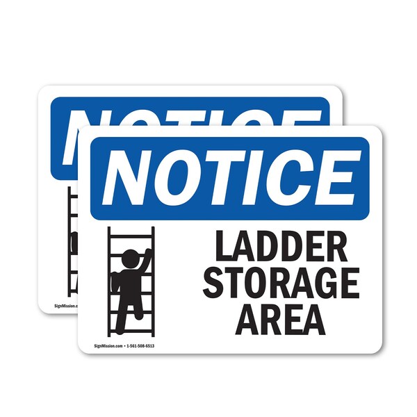 Signmission Ladder Storage Area Sign With Symbol, 14 in W x Rectangle, Vinyl Decal OS-2PACK-NS-D-1014-L-13945 - main